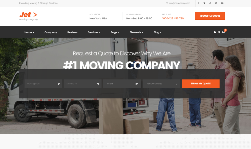 Jet - Home Moving Services WordPress Theme