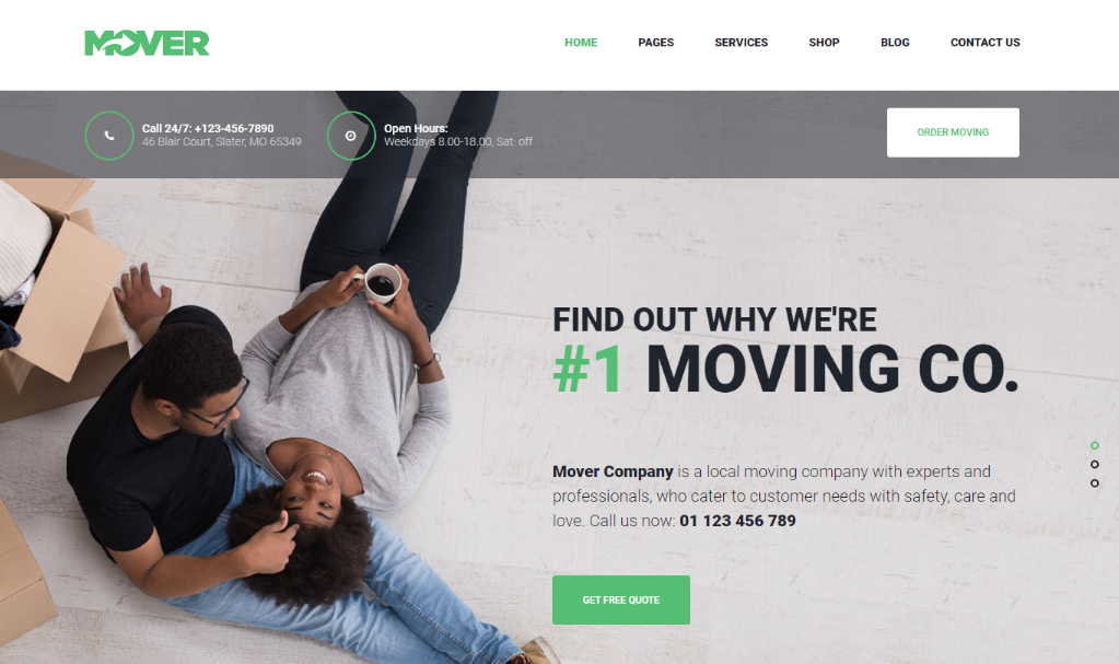 Mover - Moving Company and Storage Services WordPress Theme